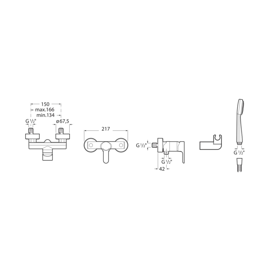 Roca A5A2009C02 - Doucheset met L20-mengkraan, glanzend chroom