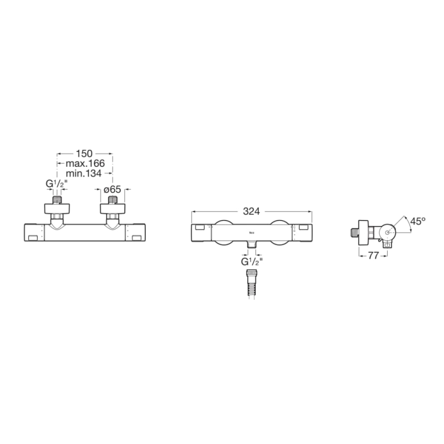 Roca A5A2E18C00 - Douche thermostatisch tap T-500 glanzend chroom