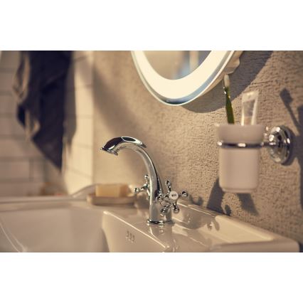 Roca A5A3A4BC00 - Wastafelmengkraan met waste en overloop CARMEN RETRO 17,8 cm glanzend chroom