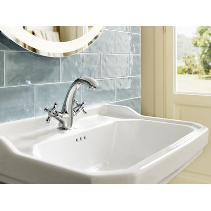 Roca A5A3A4BC00 - Wastafelmengkraan met waste en overloop CARMEN RETRO 17,8 cm glanzend chroom