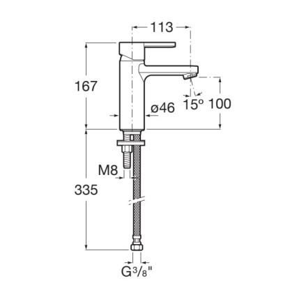 Roca A5A3A96CN0 - Kraan voor wastafel NAIA 16,7 cm Cold Start/titanium zwart