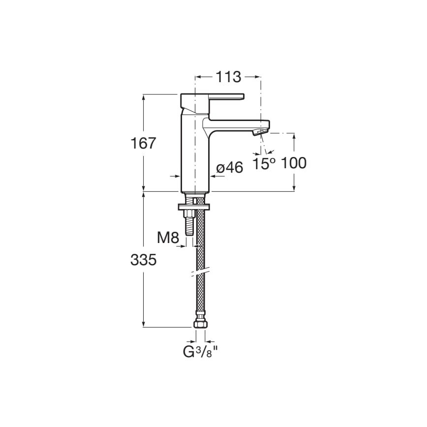 Roca A5A3A96CN0 - Kraan voor wastafel NAIA 16,7 cm Cold Start/titanium zwart