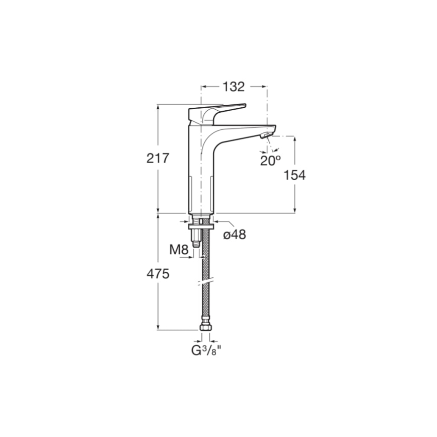 Roca A5A3D90C00 - Wastafelkraan ATLAS 21,7 cm glanzend chroom