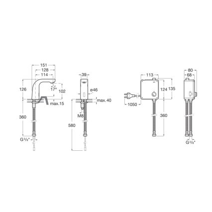 Roca A5A5609C00 - Contactloze wastafelmengkraan L20 4xAA glanzend chroom