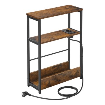 ROD bijzettafel met ingebouwd stopcontact en USB-poorten, bruin/zwart