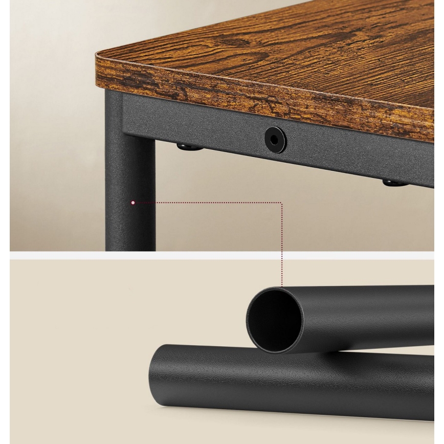 ROD bijzettafel met ingebouwd stopcontact en USB-poorten, bruin/zwart