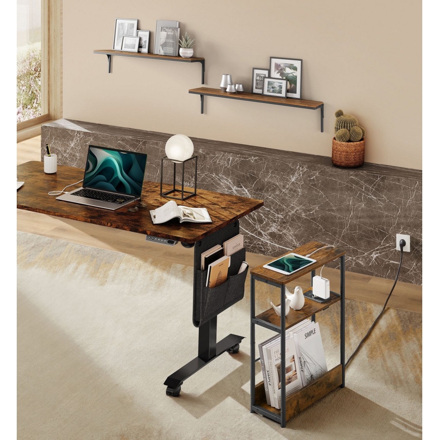 ROD bijzettafel met ingebouwd stopcontact en USB-poorten, bruin/zwart