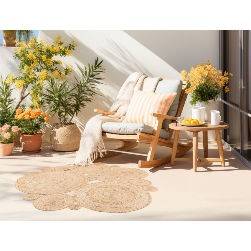 Rond naturel vloerkleed JUTA, Ø 140 cm — beige