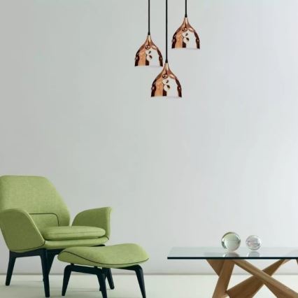 Rose Goud Hanglamp aan een koord 1x E27 / 60W / 230V