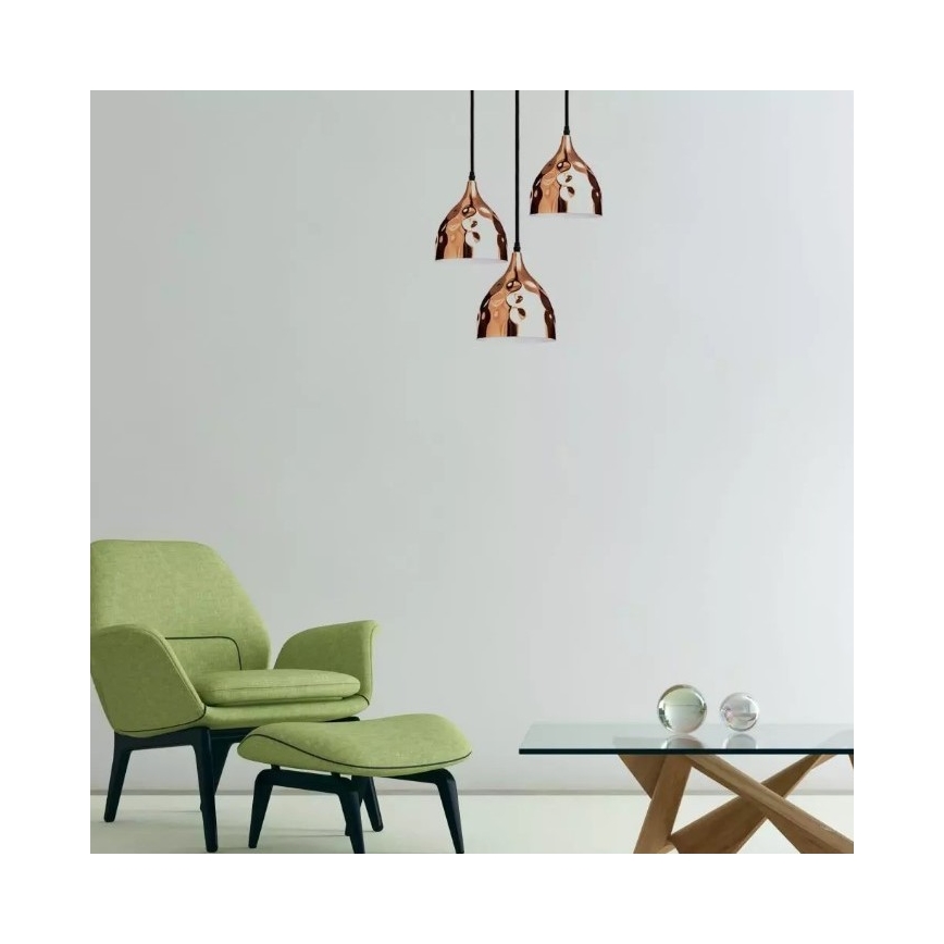 Rose Goud Hanglamp aan een koord 1x E27 / 60W / 230V