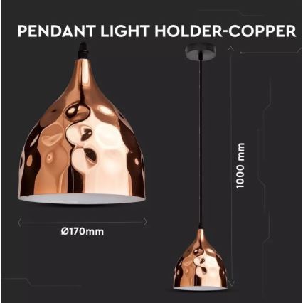 Rose Goud Hanglamp aan een koord 1x E27 / 60W / 230V