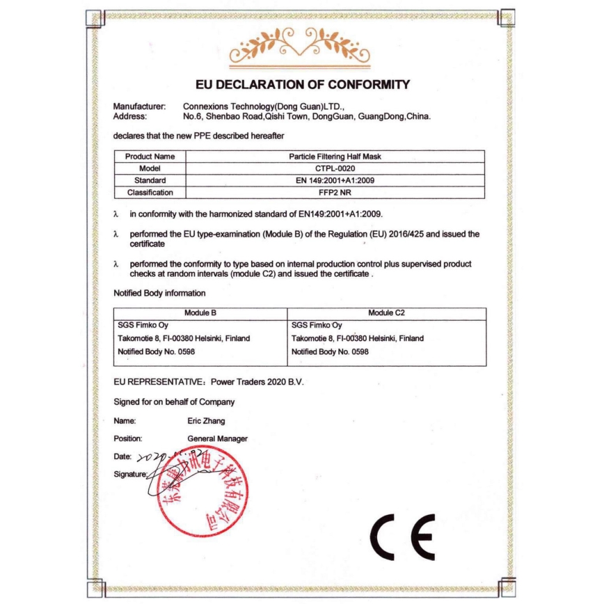 Roze CTPL Ademhalingsmasker FFP2 NR / KN95 1 st