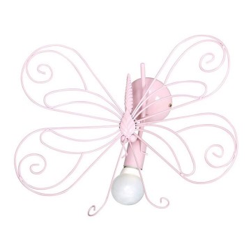 Roze hanglamp voor op de kinderkamer VLINDER 1xE27/60W