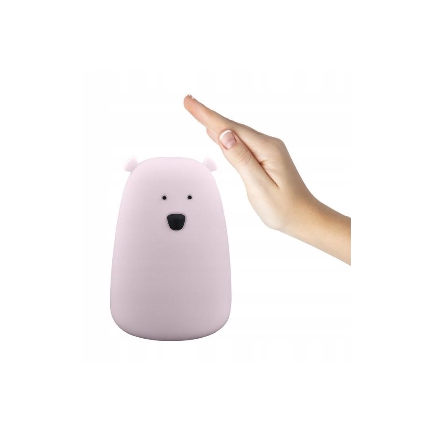 Roze LED RGB Kinder touch lamp BEAR LED/0,8W/5V + USB