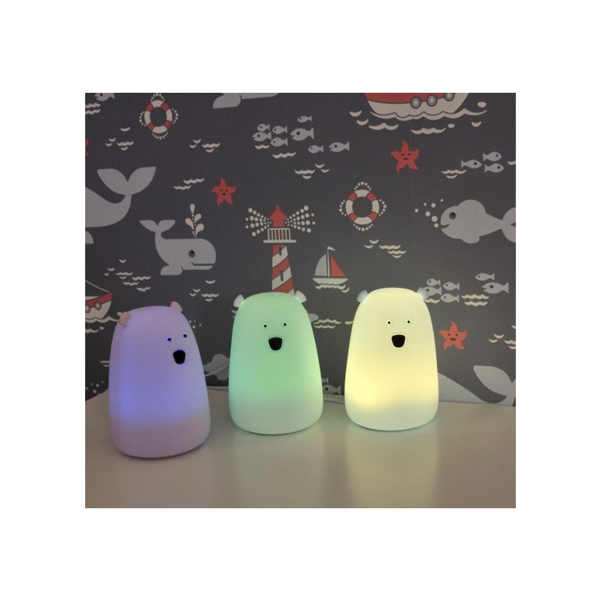 Roze LED RGB Kinder touch lamp BEAR LED/0,8W/5V + USB