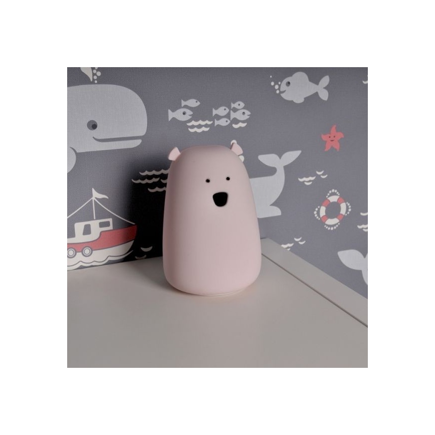 Roze LED RGB Kinder touch lamp BEAR LED/0,8W/5V + USB