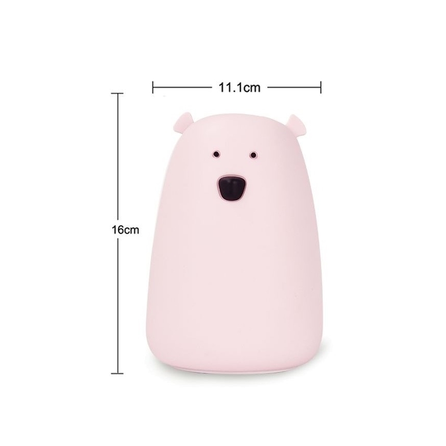 Roze LED RGB Kinder touch lamp BEAR LED/0,8W/5V + USB