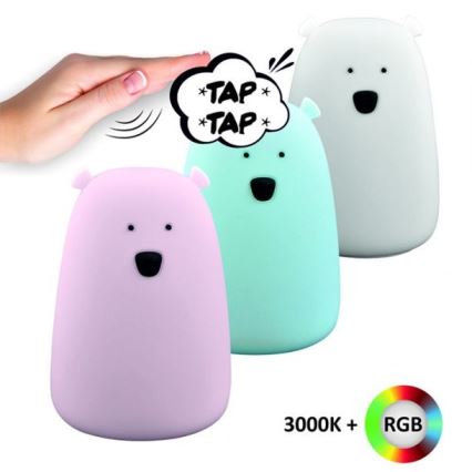 Roze LED RGB Kinder touch lamp BEAR LED/0,8W/5V + USB