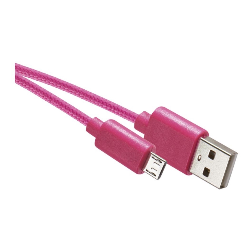 Roze USB kabel USB 2.0 A connector + USB B micro connector