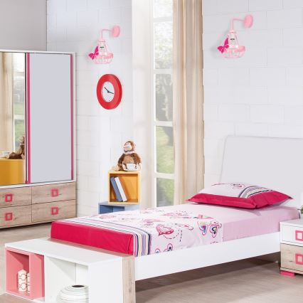 Roze Wandlamp kinderkamer KAGO 1x E27 / 60W / 230V