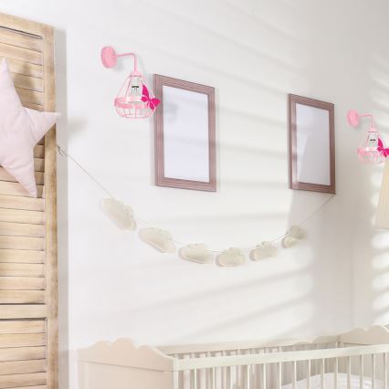 Roze Wandlamp kinderkamer KAGO 1x E27 / 60W / 230V