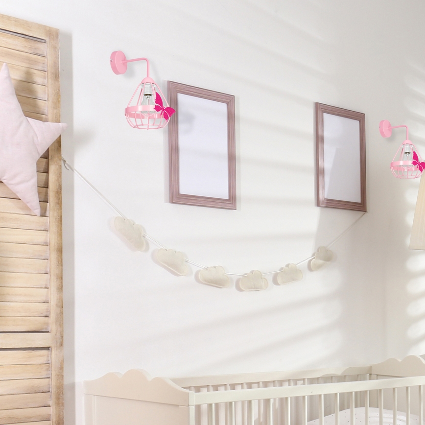 Roze Wandlamp kinderkamer KAGO 1x E27 / 60W / 230V
