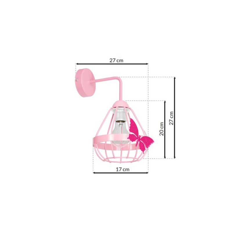 Roze Wandlamp kinderkamer KAGO 1x E27 / 60W / 230V