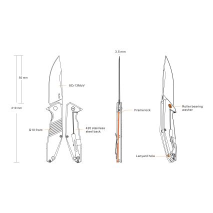 Ruike RUD191B - Opvouwbaar zakmes 21,9 cm zwart