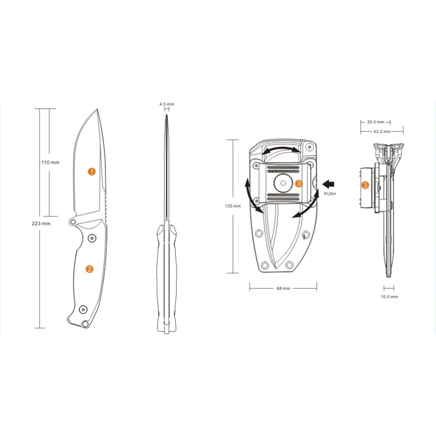 Ruike RUJF118G - Knife JAGER 22,3 cm groen
