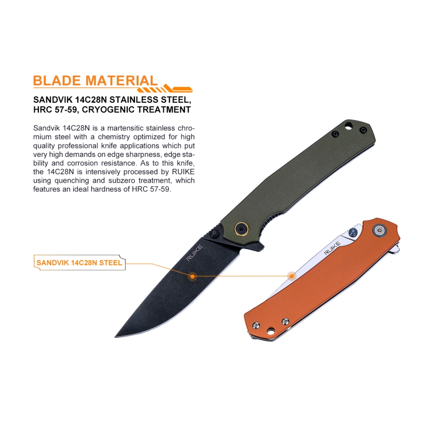 Ruike RUP801J - Opvouwbaar zakmes 20 cm oranje