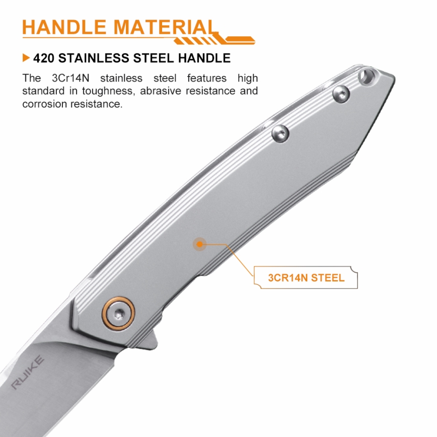 Ruike RUP831SSA - Opvouwbaar compact mes 19,5 cm zilver