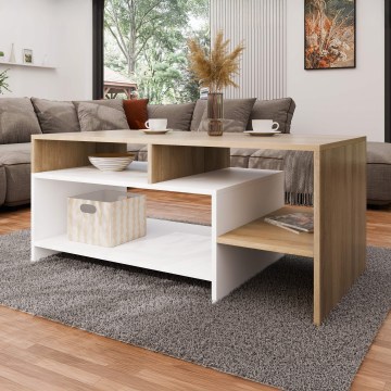 Salontafel ALVA 120x53 cm wit/eiken grande