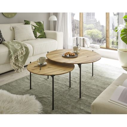Salontafel AURA Ø 55 cm eik/antraciet