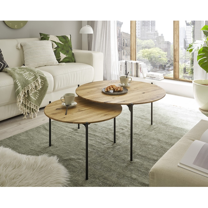 Salontafel AURA Ø 55 cm eik/antraciet