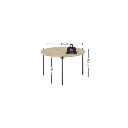 Salontafel AURA Ø 55 cm eik/antraciet