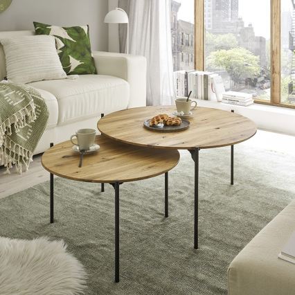 Salontafel AURA Ø 74 cm eik/antraciet