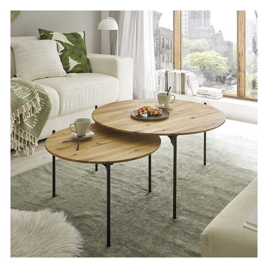 Salontafel AURA Ø 74 cm eik/antraciet
