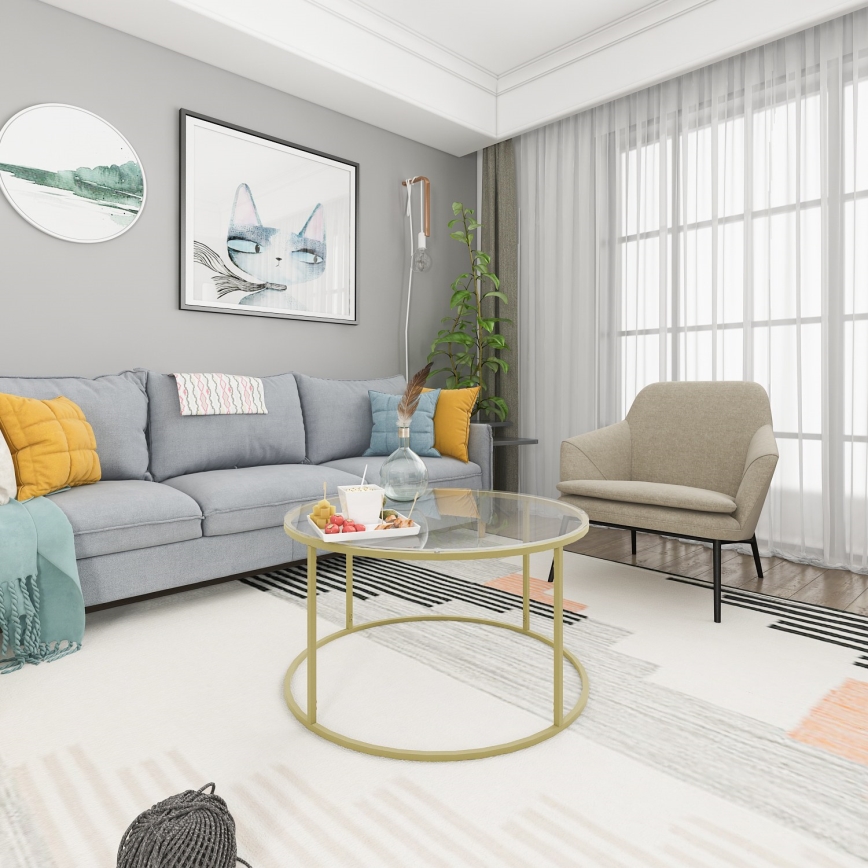 Salontafel BERLIN 80x45 cm goud/helder