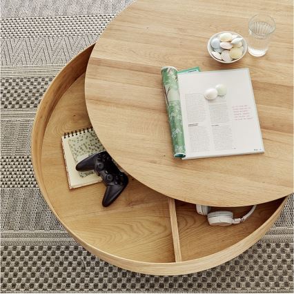 Salontafel BLOCK Ø 79 cm eiken/zilver