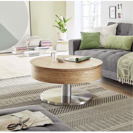 Salontafel BLOCK Ø 79 cm eiken/zilver