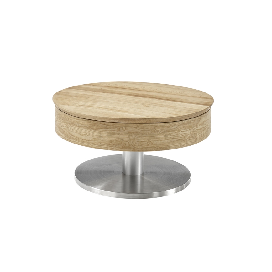 Salontafel BLOCK Ø 79 cm eiken/zilver