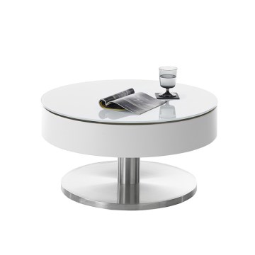 Salontafel BLOCK Ø 79 cm wit/zilver
