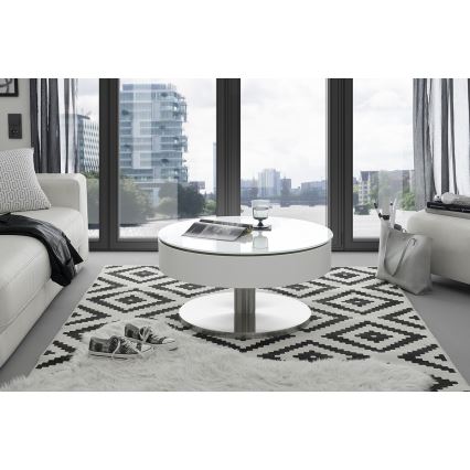 Salontafel BLOCK Ø 79 cm wit/zilver