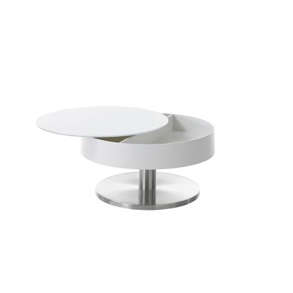 Salontafel BLOCK Ø 79 cm wit/zilver
