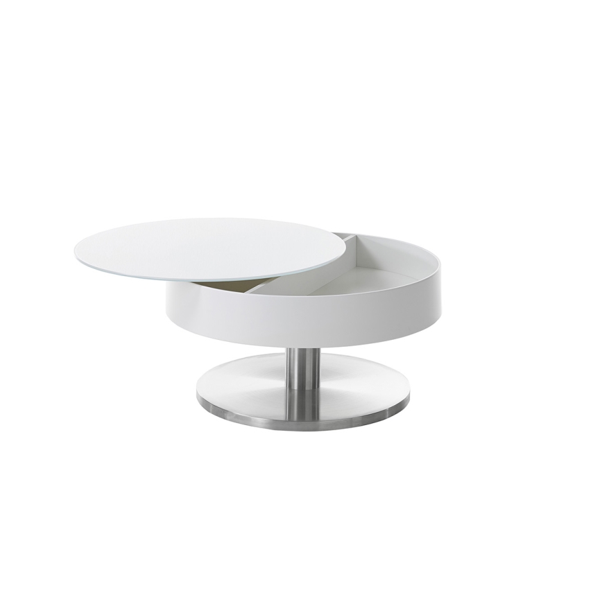 Salontafel BLOCK Ø 79 cm wit/zilver