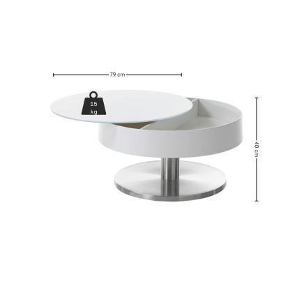 Salontafel BLOCK Ø 79 cm wit/zilver