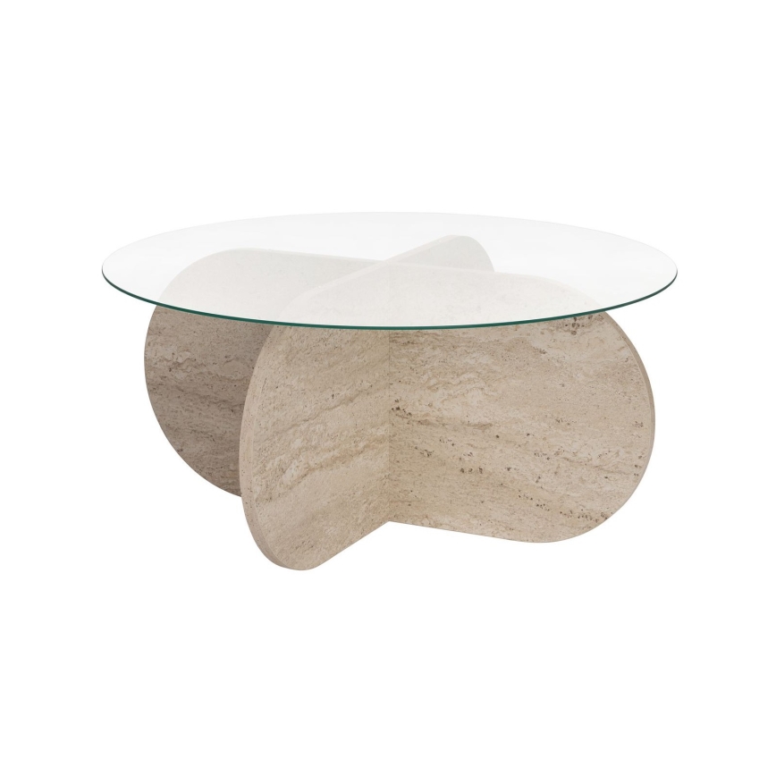 Salontafel BUBBLE Ø 75 cm travertijn/helder