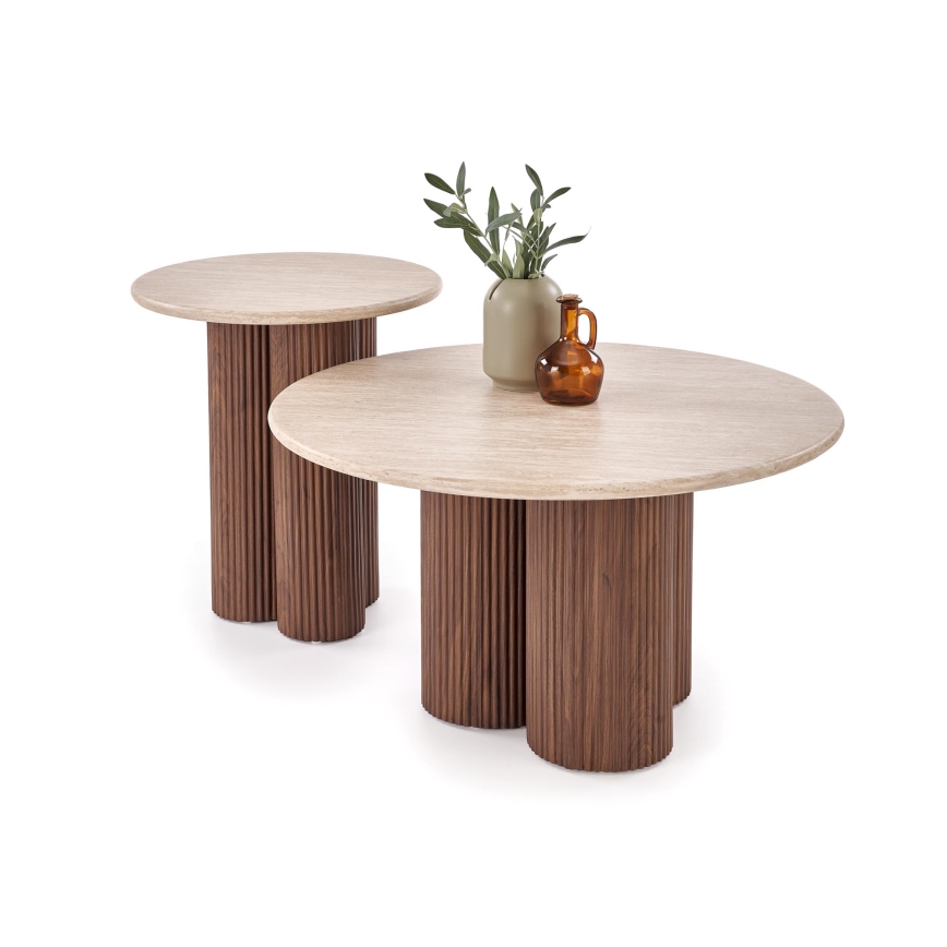 Salontafel CALDO Ø 80 cm, bruin/beige