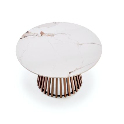 Salontafel CARINA Ø 80 cm bruin/wit/marmerdecor