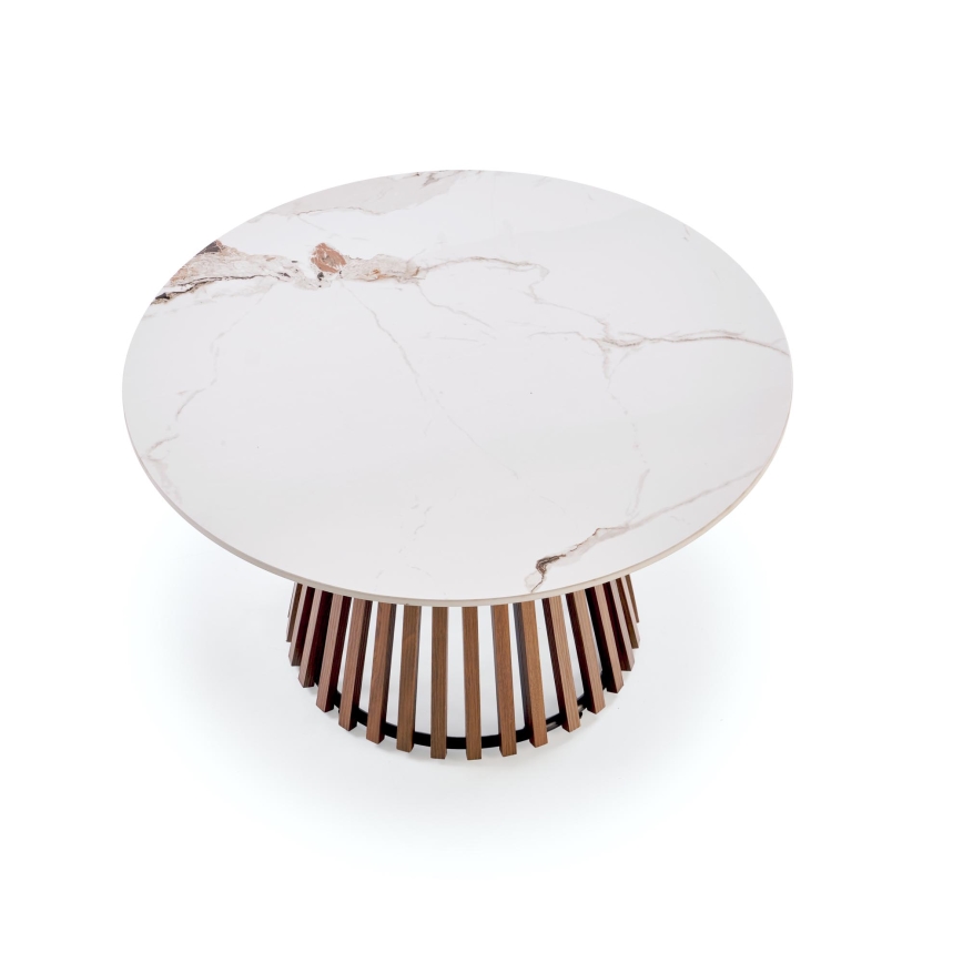 Salontafel CARINA Ø 80 cm bruin/wit/marmerdecor